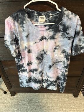 PINK Victoria's Secret Black Pink Purple Tie-Dye Short Sleeve Tee